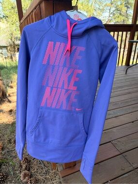 Vintage Nike Purple Pullover Hoodie with Pink Logo